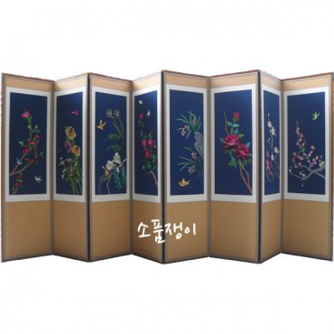 난초화조도-8폭병풍